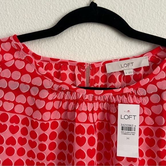 New Loft Heart Ruffle Cuff Blouse | Size M - Picture 5 of 8
